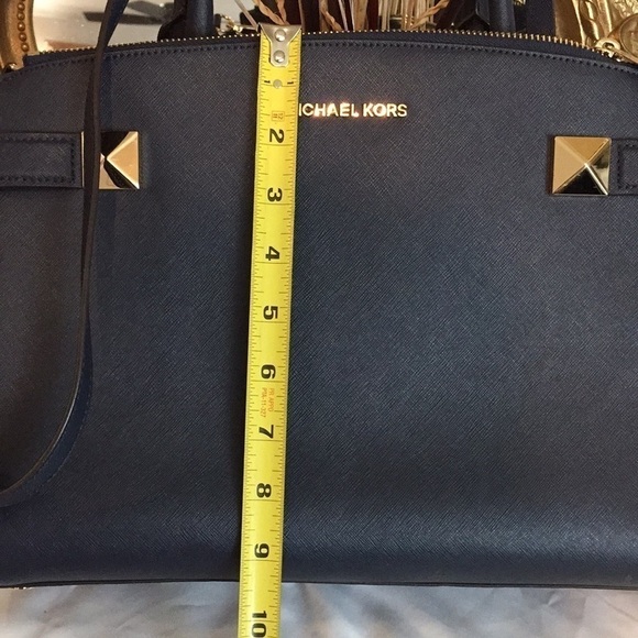 Michael Kors Karla East West Satchel Leather Navy - Picture 7 of 13